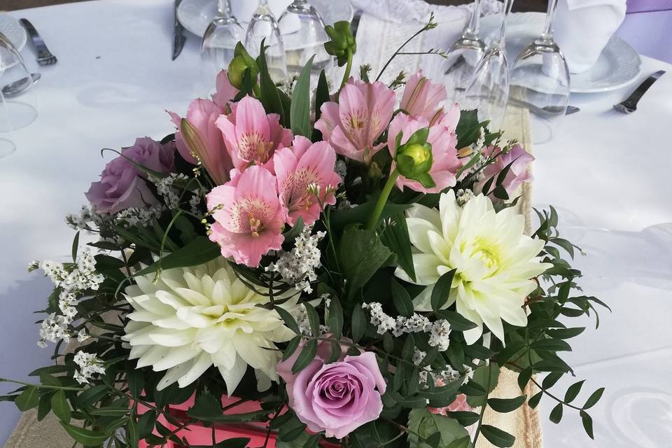 Flores en caja para mesa