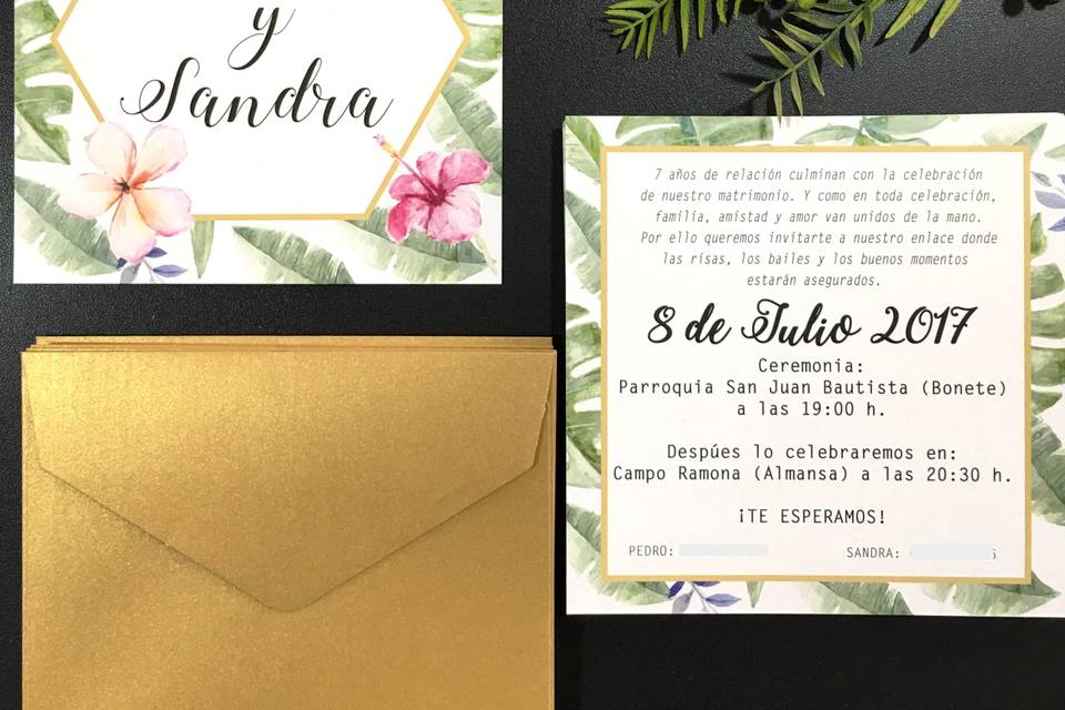 Invitaciones estilo tropical