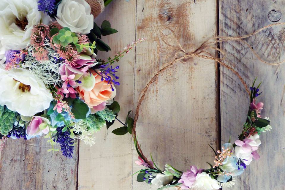 Bouquet de novia y corona