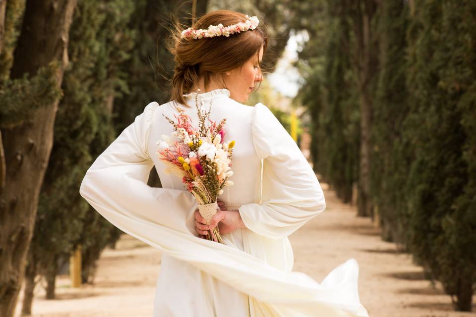 Ramo de novia con flor seca