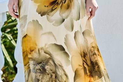 Vestido estampado ambar