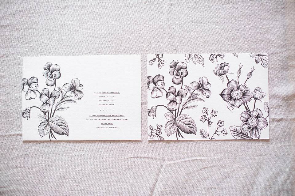 Invitaciones con flores