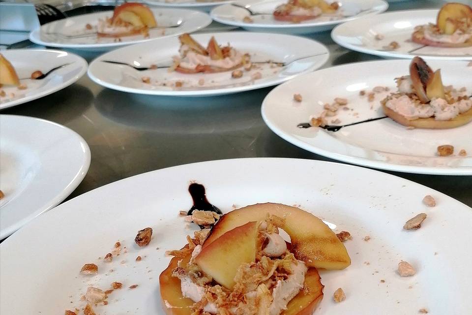 Milhoja de manzana y foie