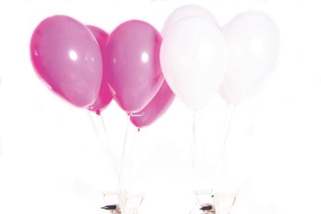 Helio globos rosa y blanco