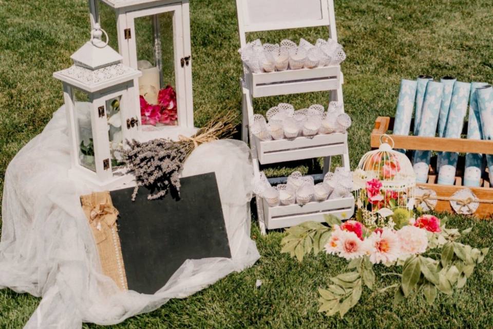 Decoración de rincón de boda