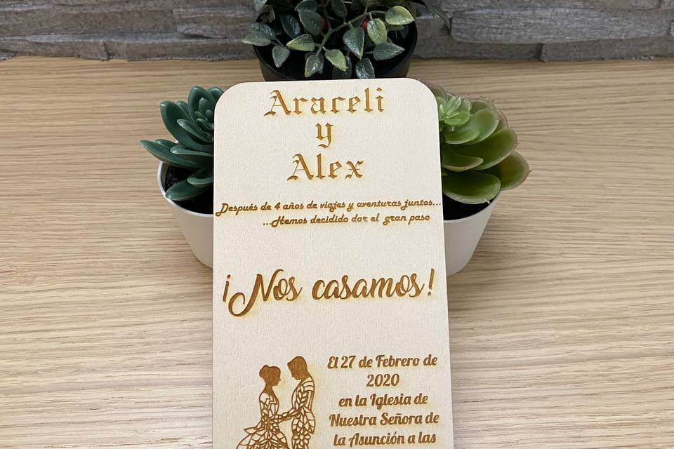 Invitaciones de boda de madera