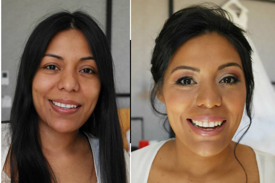 Maquillaje con aerógrafo y peinado