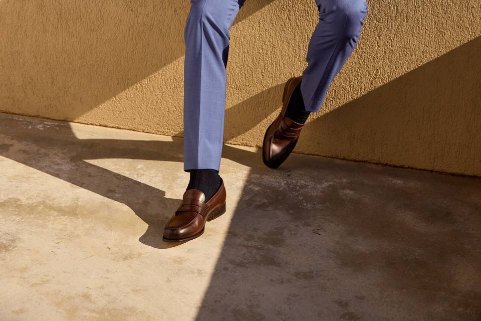 Traje azul claro jaspeado