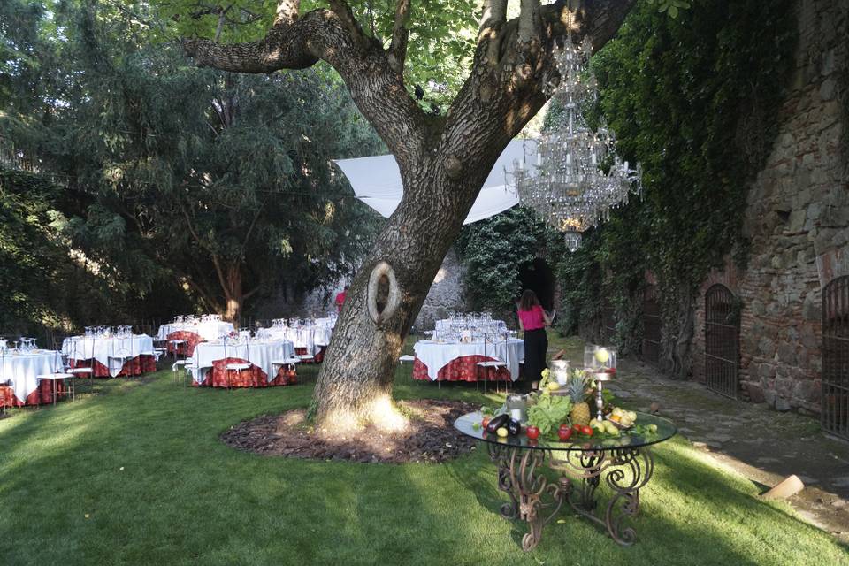 Banquete en jardín exterior