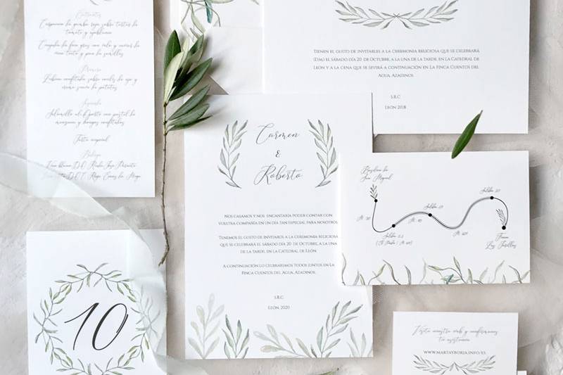 Invitación de boda Olivo