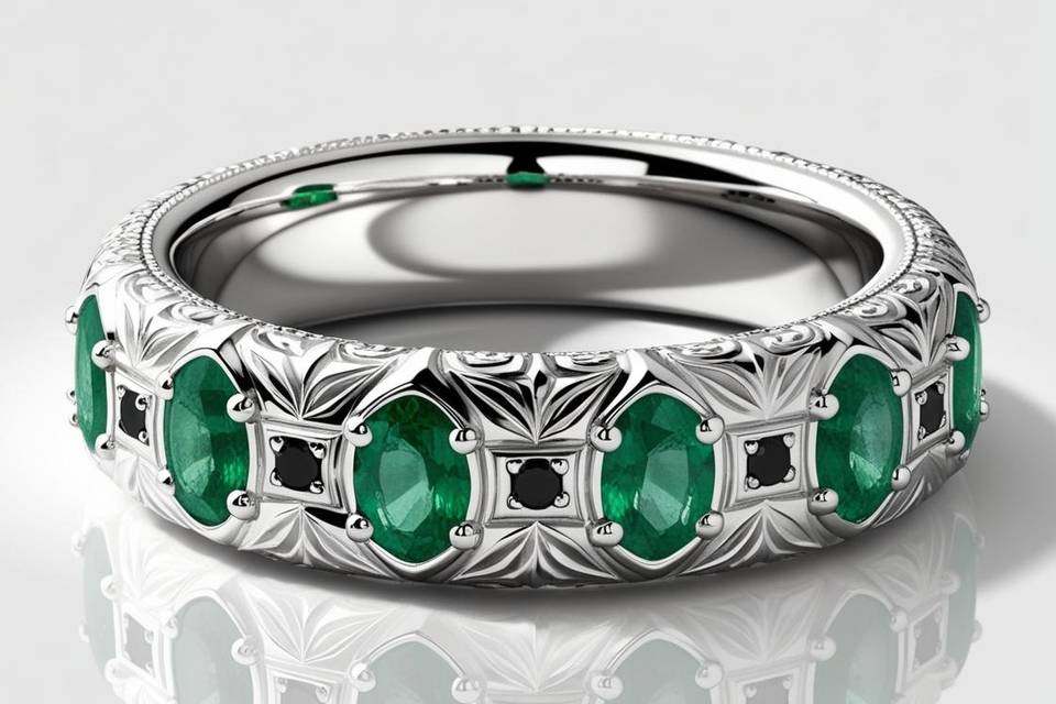 Anillo con esmeraldas