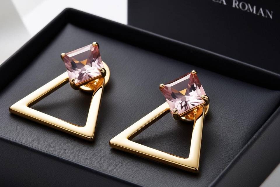 Pendientes triángulo rosa