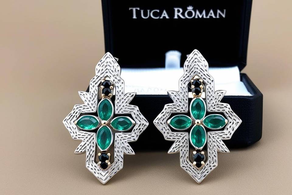 Pendientes cortos esmeraldas