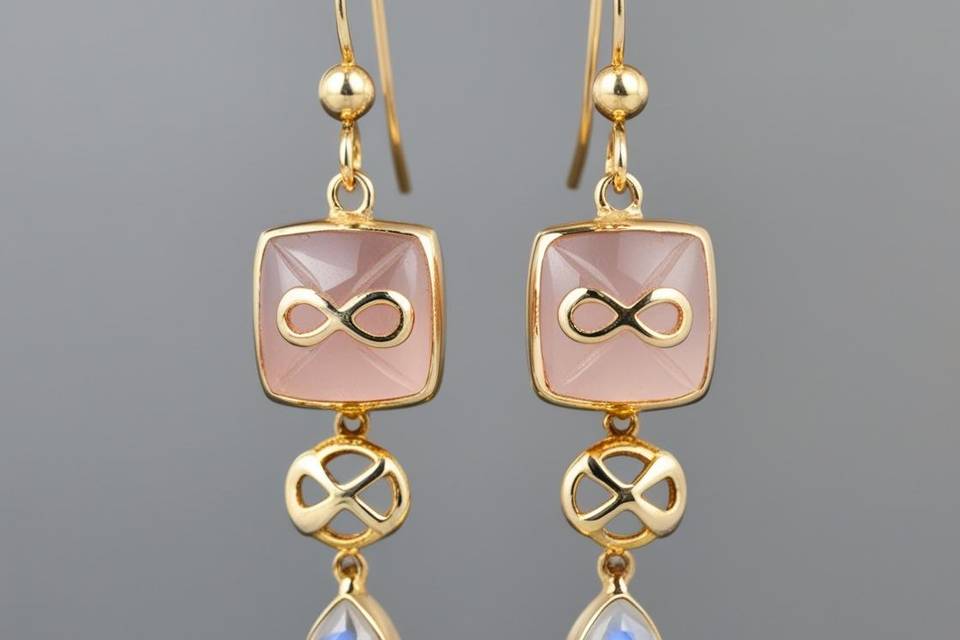 Pendientes cuarzo rosa