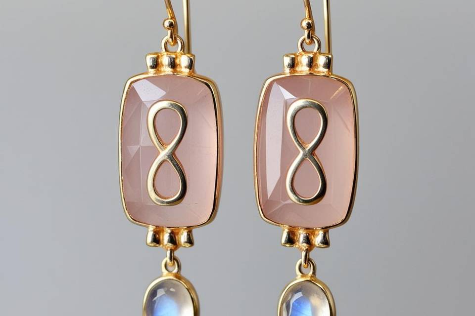 Pendientes cuarzo rosa