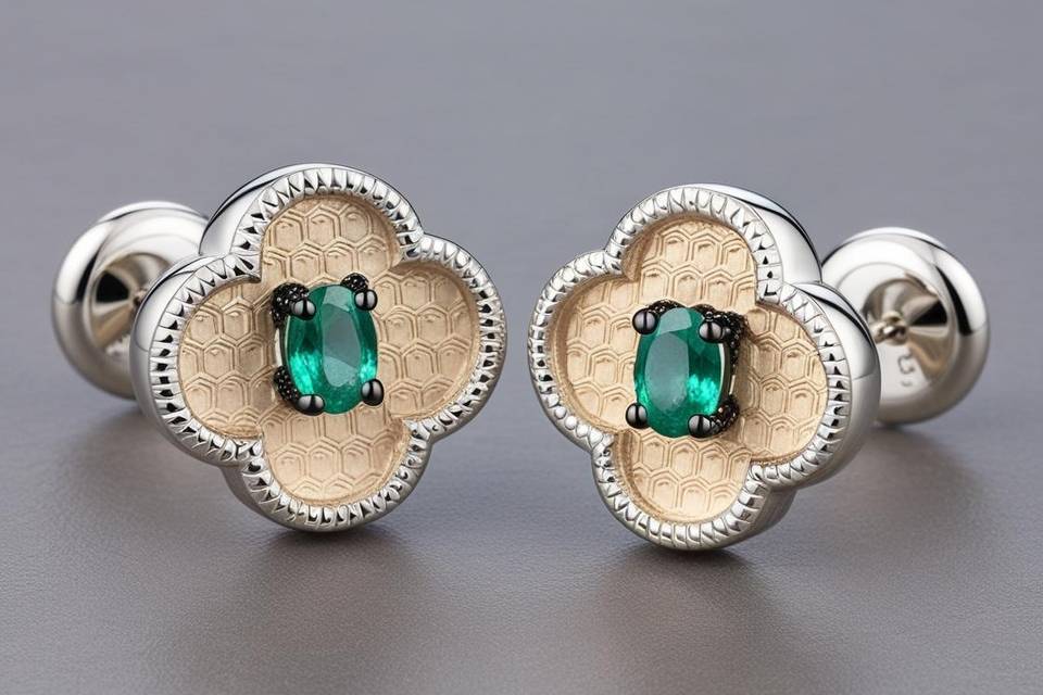 Pendientes cortos esmeraldas