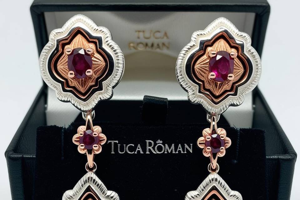 Pendientes largos rubíes