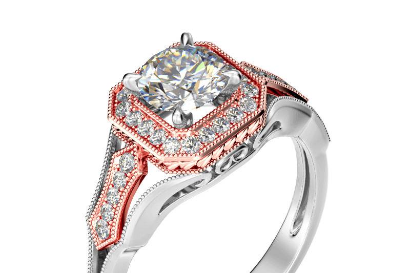 Anillo blanco y rosa