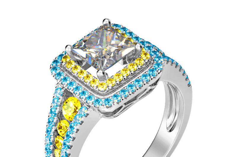 Anillo oro blanco bicolor