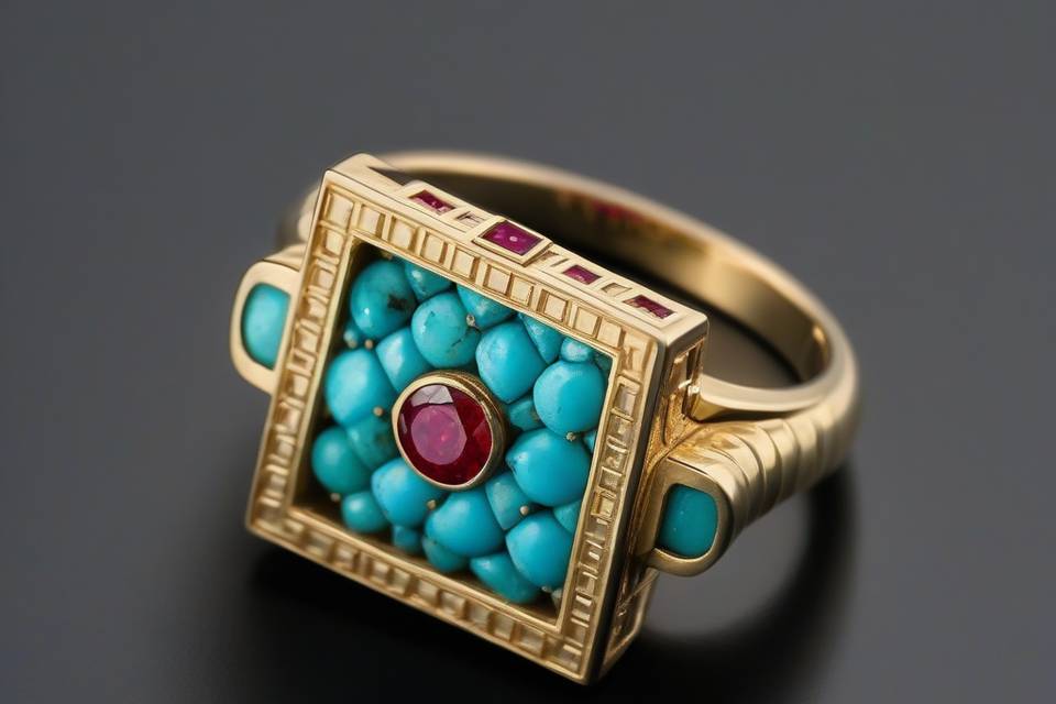 Anillo vintage turquesas