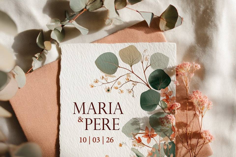 Invitación rosado verde