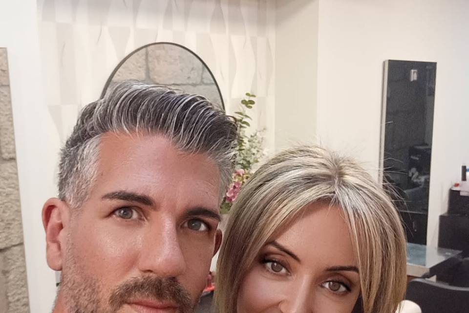 Mechas + maquillaje,boda civil
