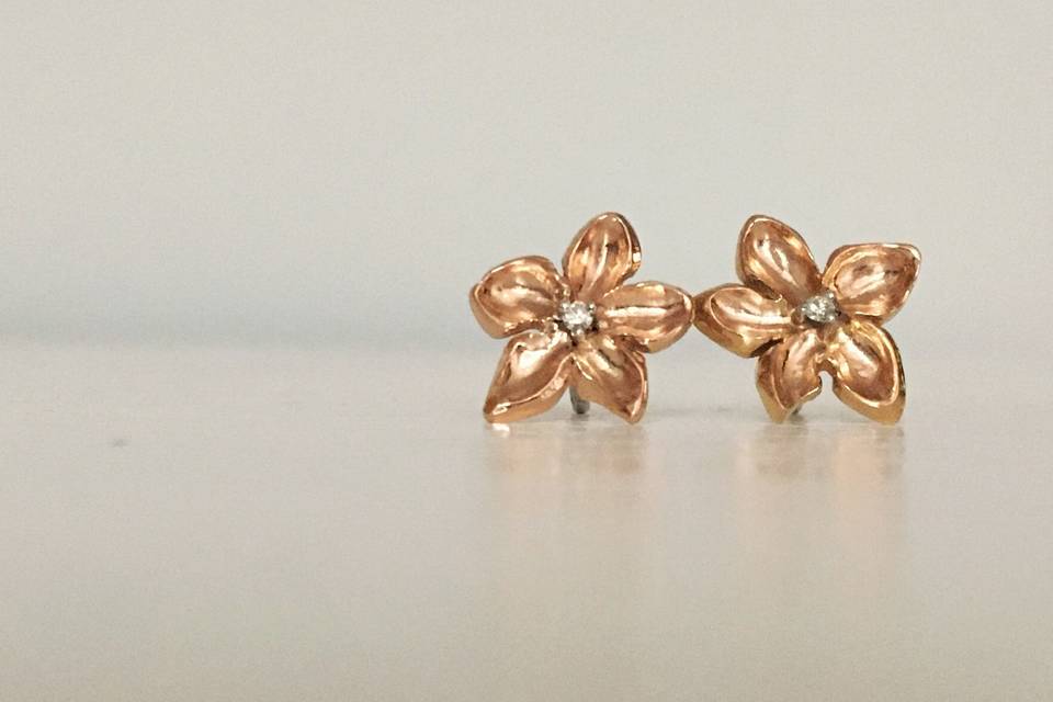 Pendientes de oro rosa y diamante