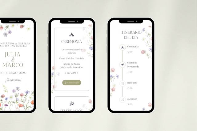 Web de boda con itinerario