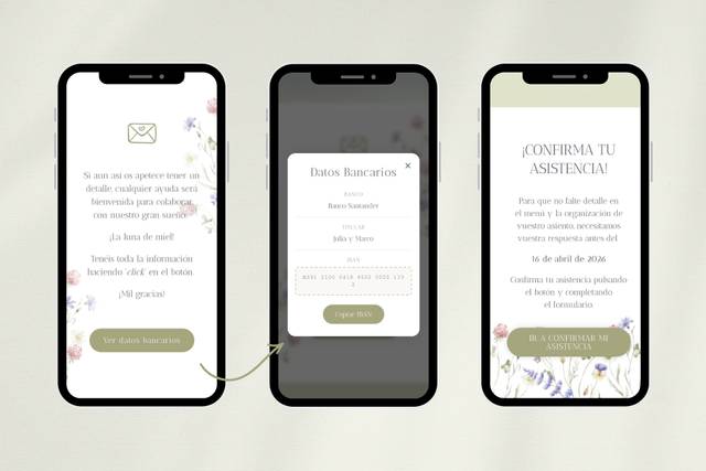 Web de boda con botón regalo