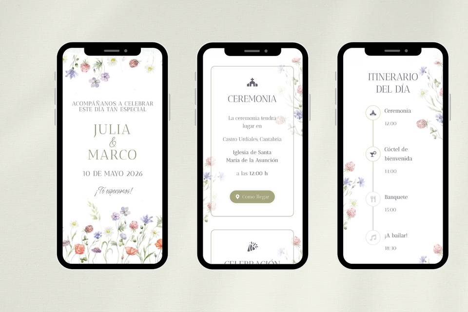 Web de boda con itinerario