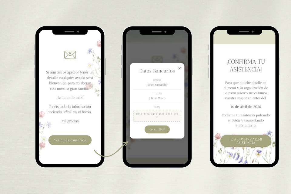 Web de boda con botón regalo