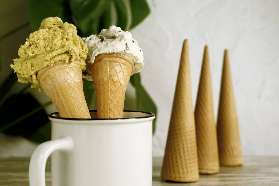 Pistacho y stracciatella