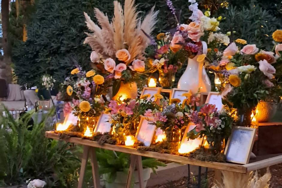 Seating plan con velas