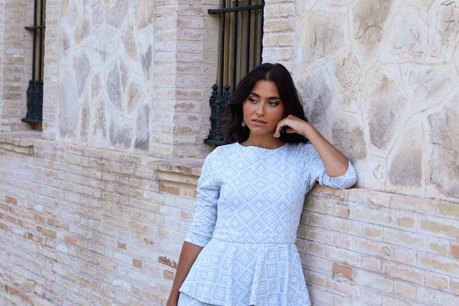 Vestido Peplum Mar