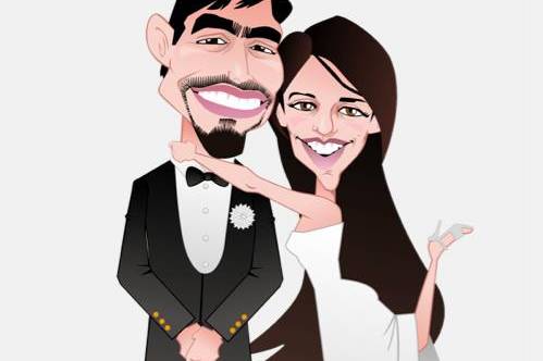 Caricatura digital de los novios