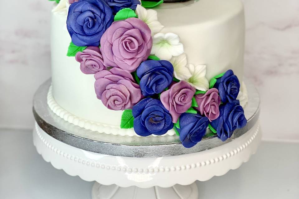 Pastel de bodas, rosas