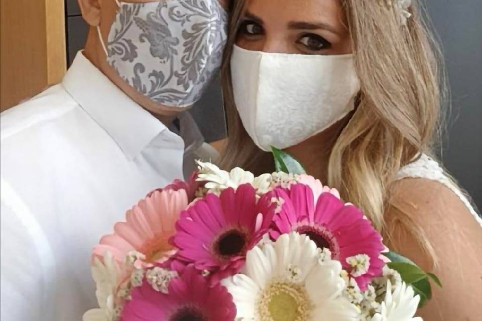 Mascarillas elegantes para novios