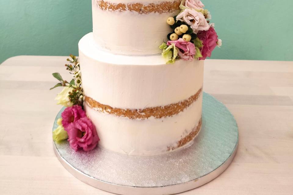 Tarta boda naked con flores