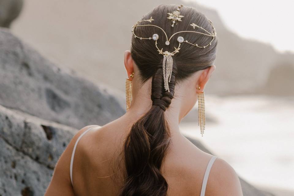 Coleta- trenza con tocado