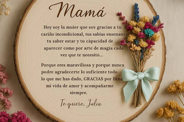 Regalo rodaja natural con flor