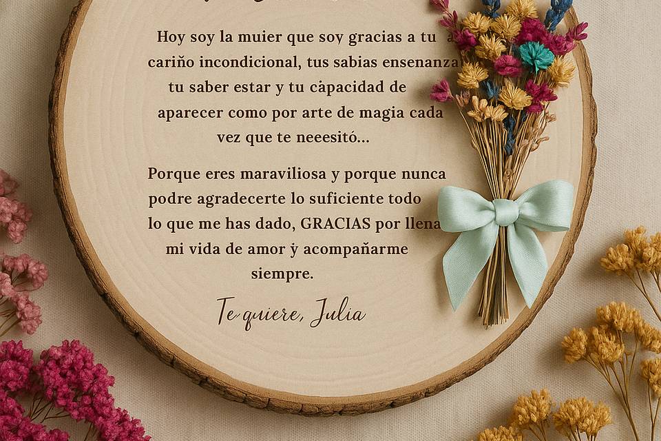 Regalo rodaja natural con flor