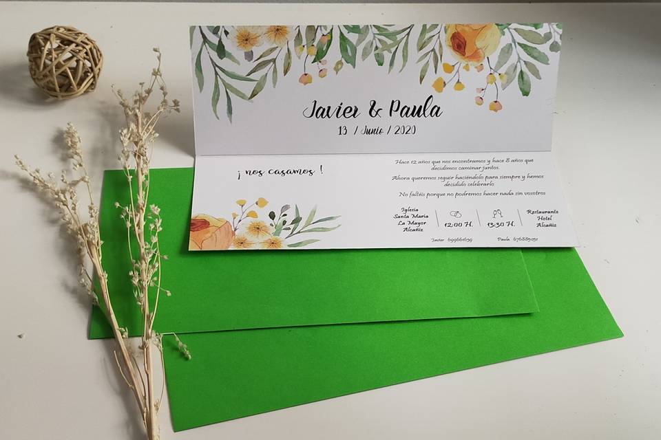 Invitación de boda interior