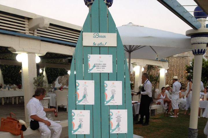 Seating plan para boda en la playa