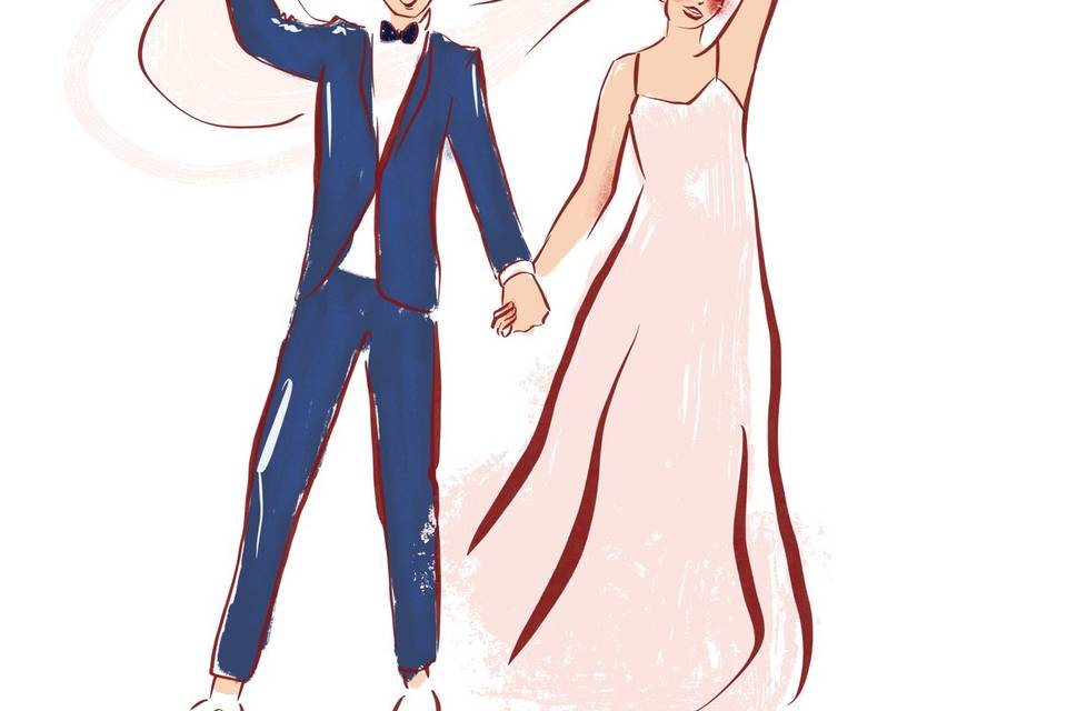 Ilustración de los novios