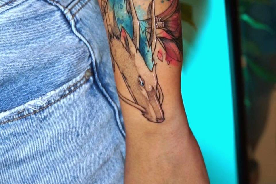 Hace, anime tattoo acuarela