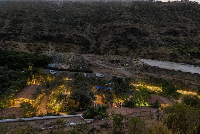Vista aérea iluminada