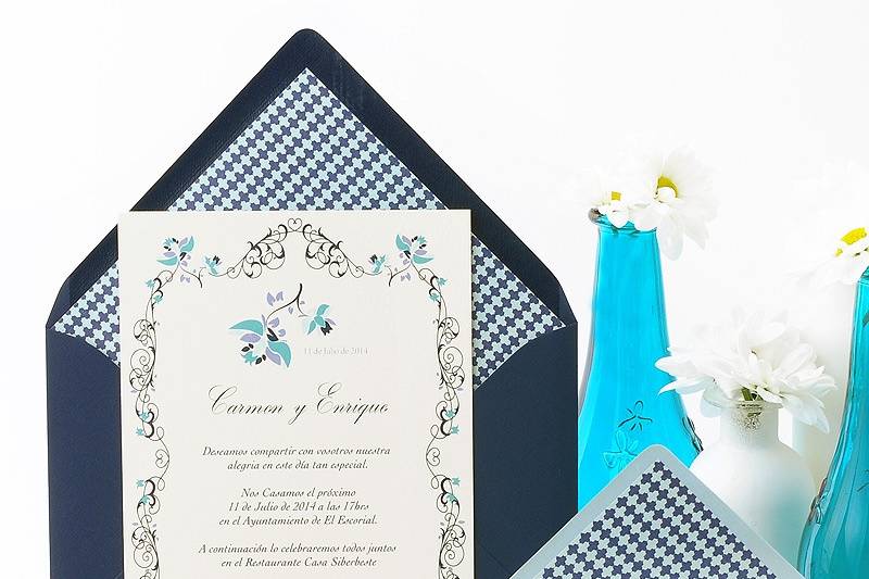 Invitación boda Roma (azul)