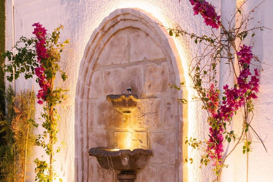 Detalle fuente jardín