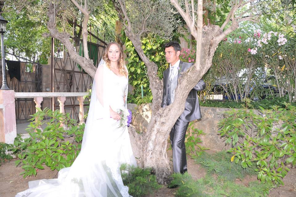 Novios en el parque