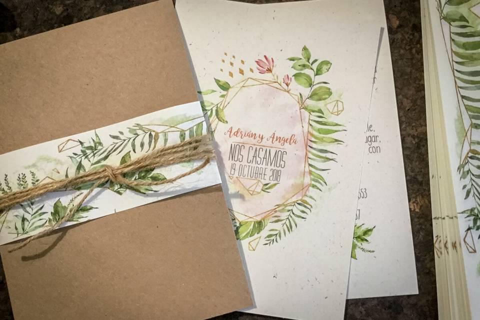 Invitaciones de boda botánica